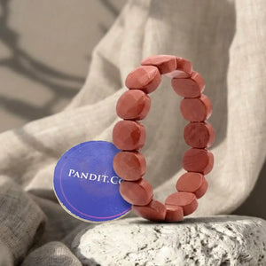 Red Jasper Oval Faceted Bracelet — bracelet worn on wrist demonstration