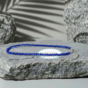 Royal Blue Chalcedony Anklet — main anklet view showing stones and chain