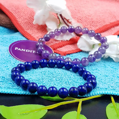Sagittarius and Aquarius Zodiac Compatibility Bracelet — front view of bracelet showing beads and stringing