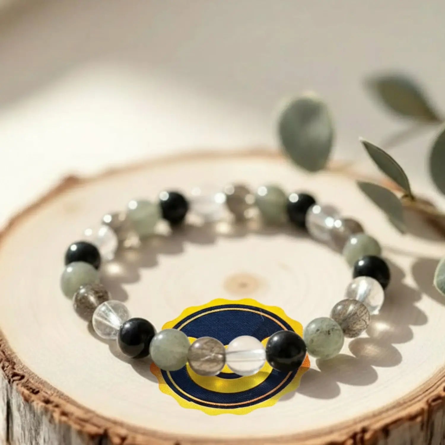 Sagittarius Zodiac Sign Bracelet — clasp and elastic threading detail