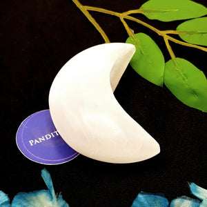Selenite Crescent Moon — main pendant view