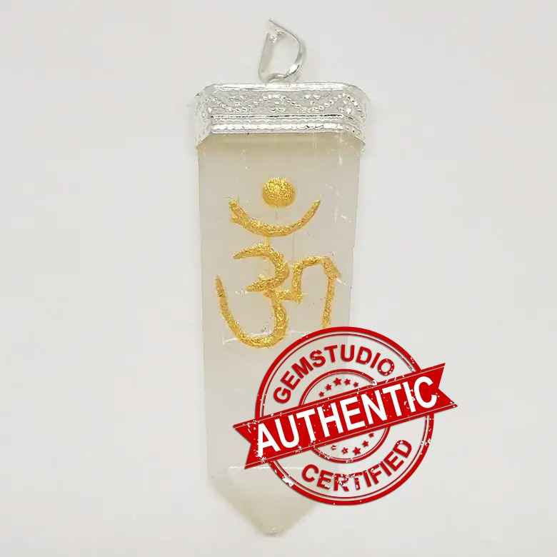 Selenite Om Pencil Pendant