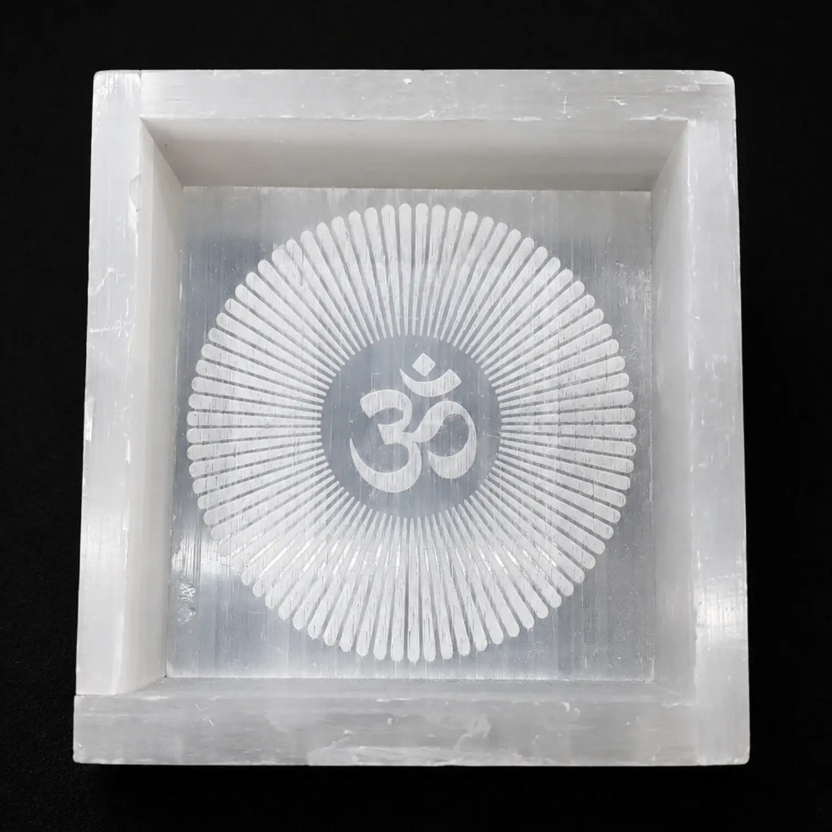 Selenite Om Symbol Square Charging Bowl