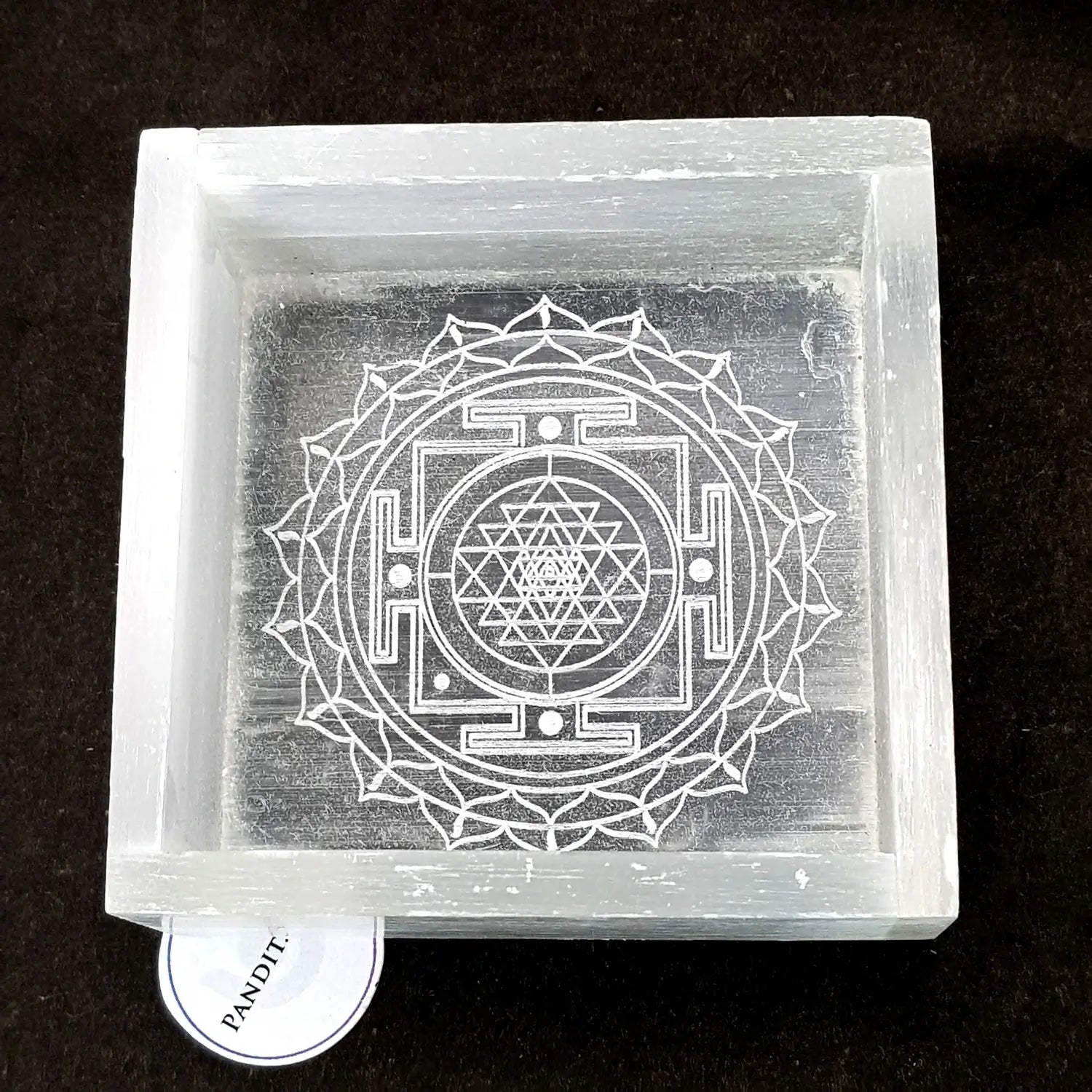 Selenite Shree Yantra Square Charging Bowl