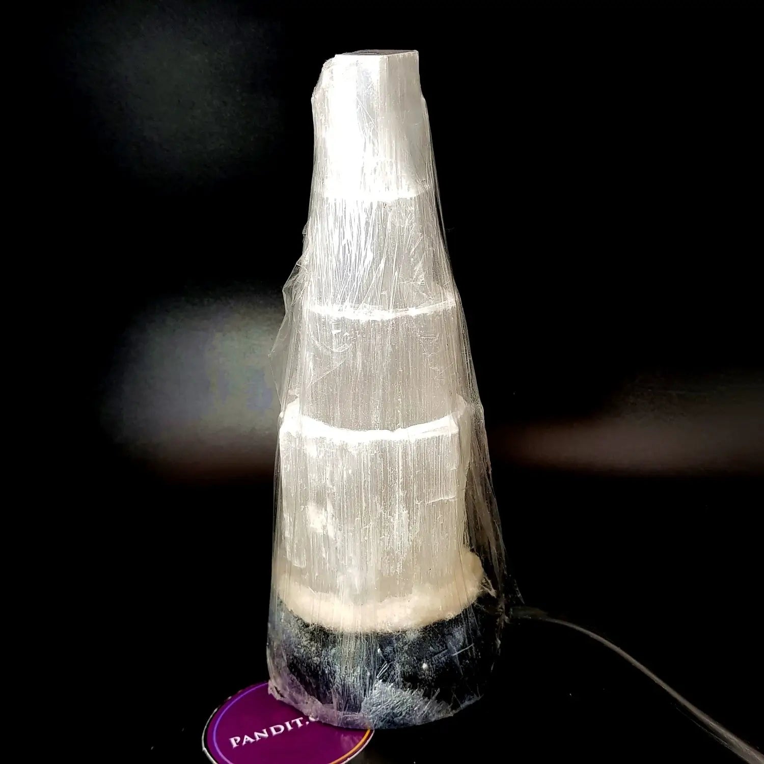 Selenite Tower Lamp with LED Light