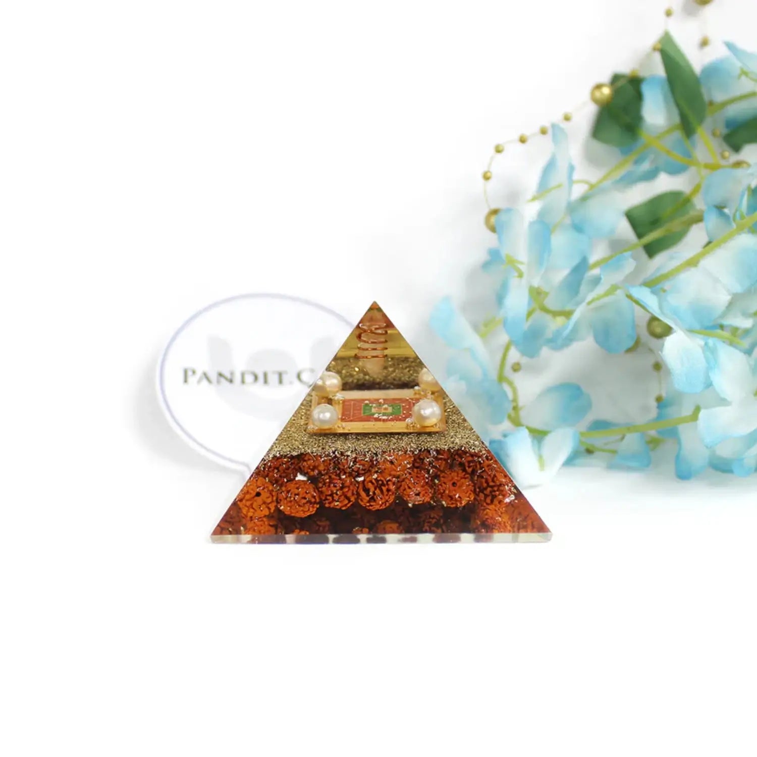 Shri Santan Gopal Pyramid Yantra With 5 Mukhi Rudraksha Beads