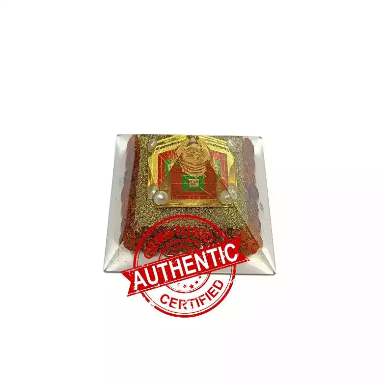 Shri Santan Gopal Pyramid Yantra with 5 Mukhi Rudraksha Beads