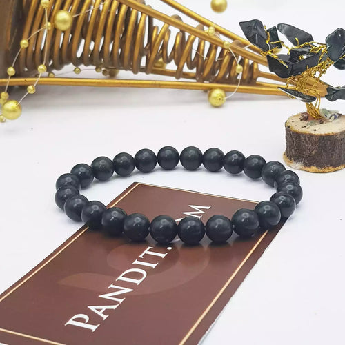 Shungite Bracelet — front view of bracelet showing beads and stringing