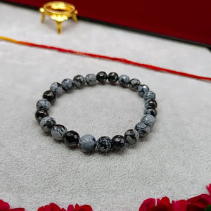Snowflake Obsidian Diamond Cut Bracelet