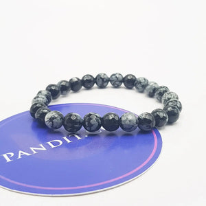 Snowflake Obsidian Diamond Cut Bracelet