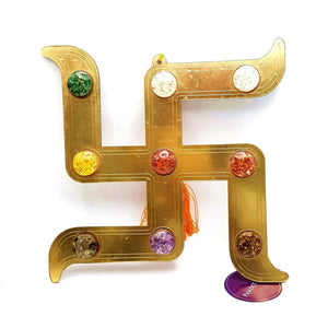 Swastik 9 Chakra Energy Plate — close-up detail showing texture and craftsmanship