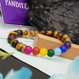 Tiger 7 Chakra with Hamza Symbol Bracelet