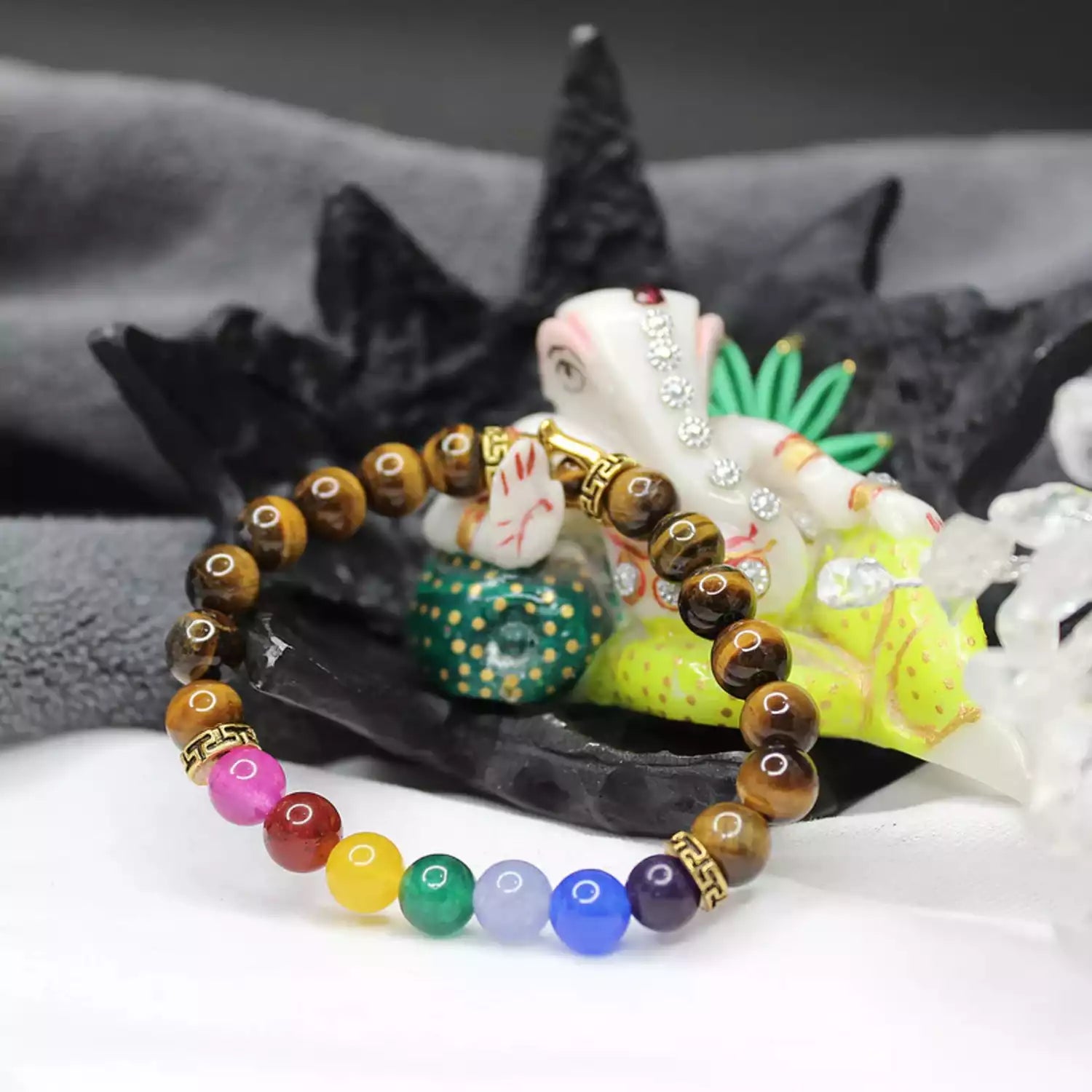 Tiger 7 Chakra with Hamza Symbol Bracelet