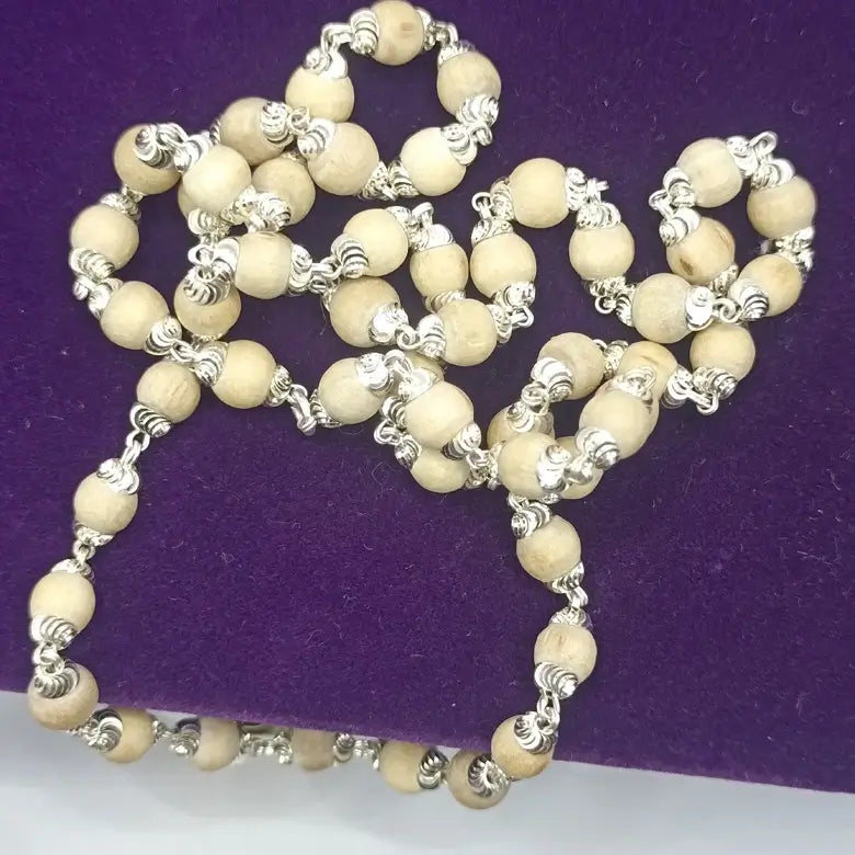 Tulsi Mala with White Metal Capping