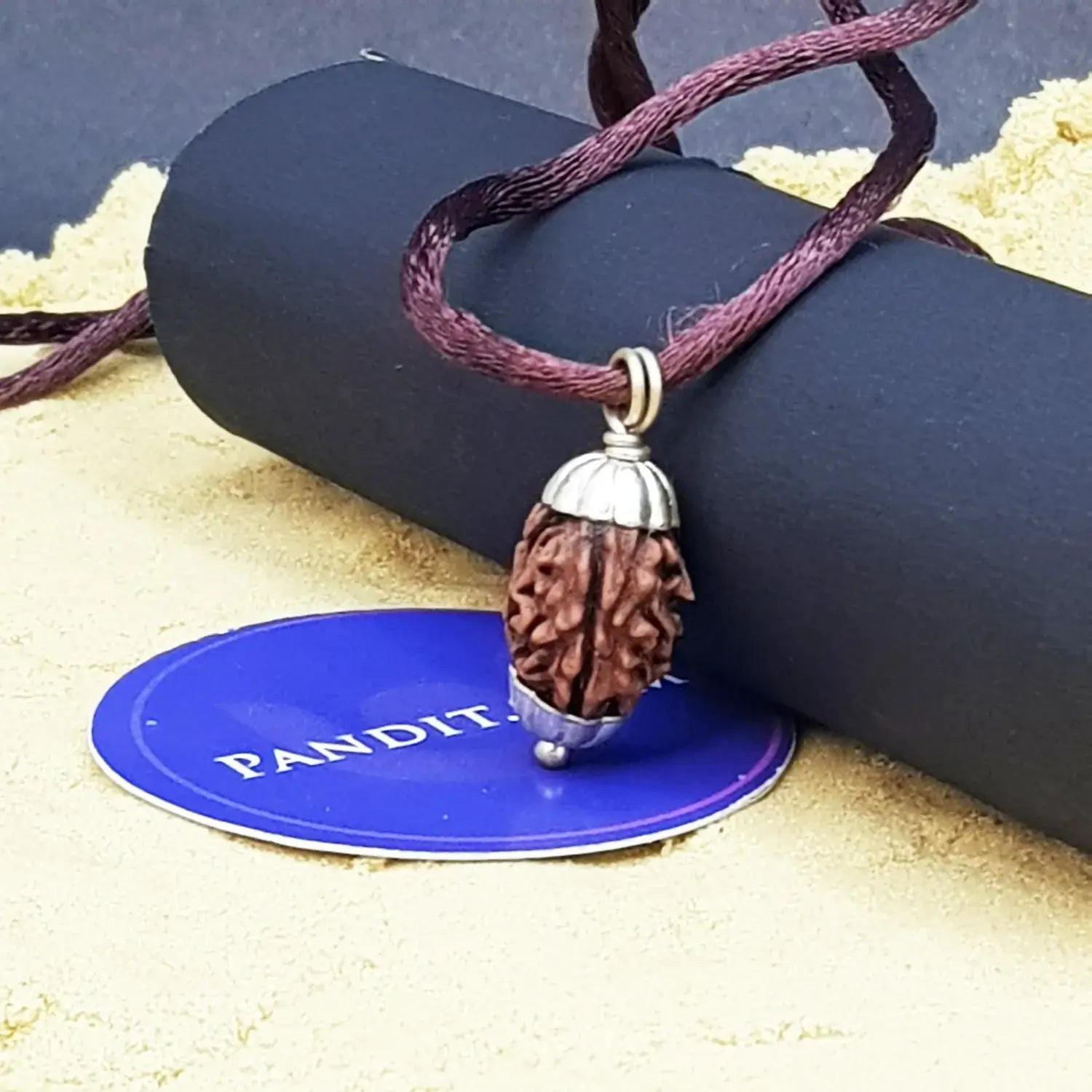 Two Mukhi Premium Rare Rudraksha — close-up macro showing surface texture and natural lines
