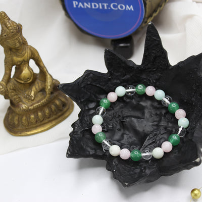 Virgo Zodiac Sign Bracelet — front view of bracelet showing beads and stringing