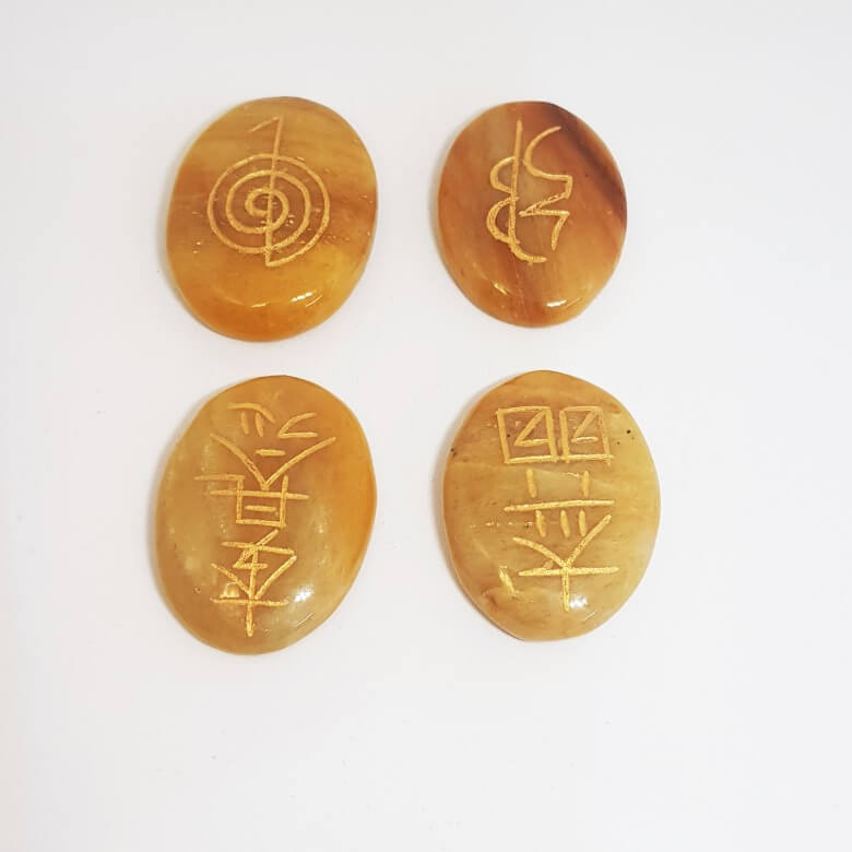 Yellow Aventurine Reiki Symbol Healing Stones Set