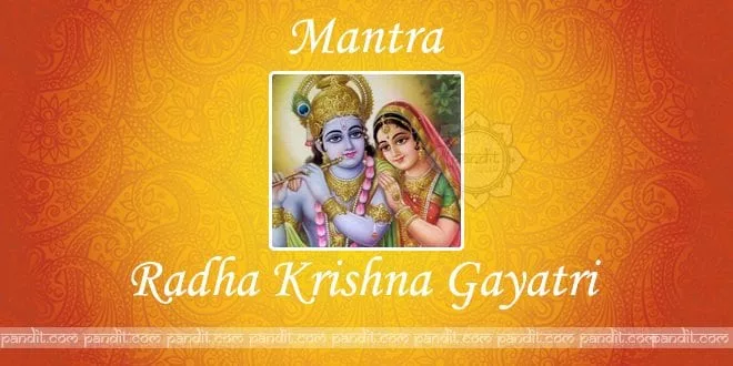 What are Radha Krishna Gayatri Mantra hindi english