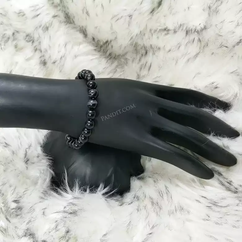 Black Banded Agate Onyx Bracelet
