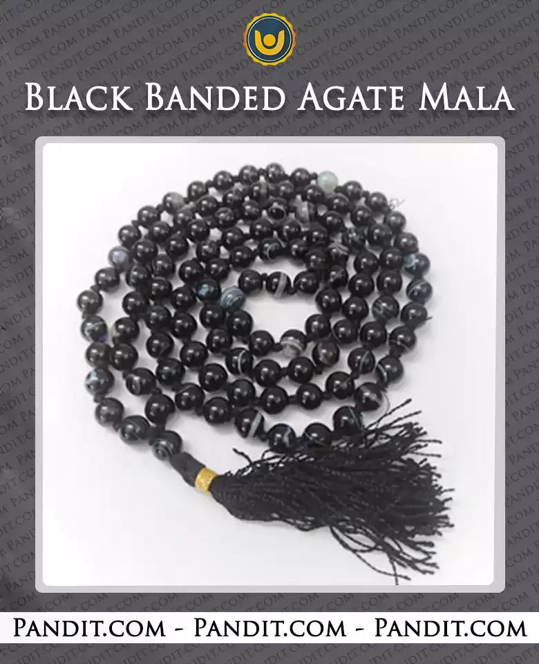 Black Banded Agate Onyx Mala