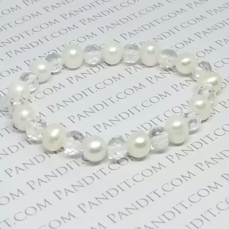 White Pearl & Crystal Bracelet