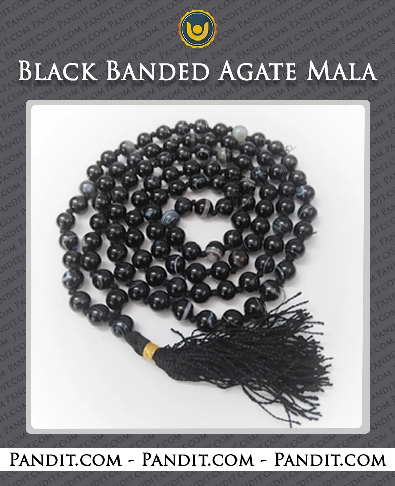 Black Banded Agate Mala
