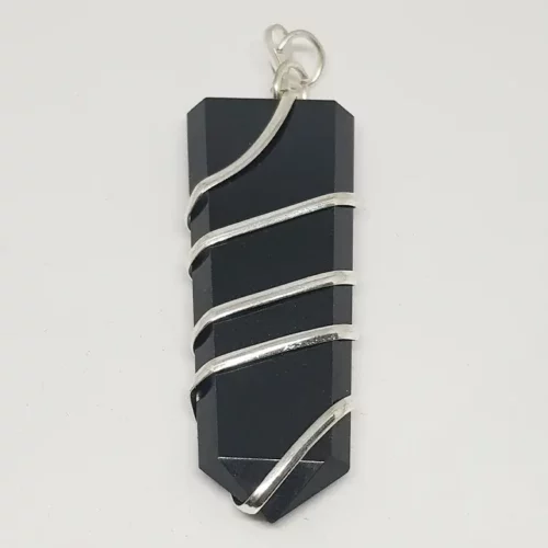 Black Agate Spiral Pencil Pendant