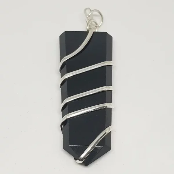 Black Agate Spiral Pencil Pendant