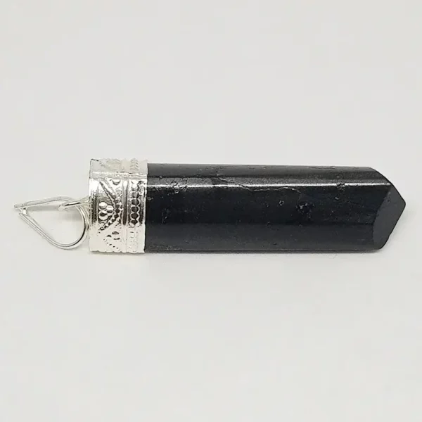 Black Tourmaline Cap Pencil Pendant