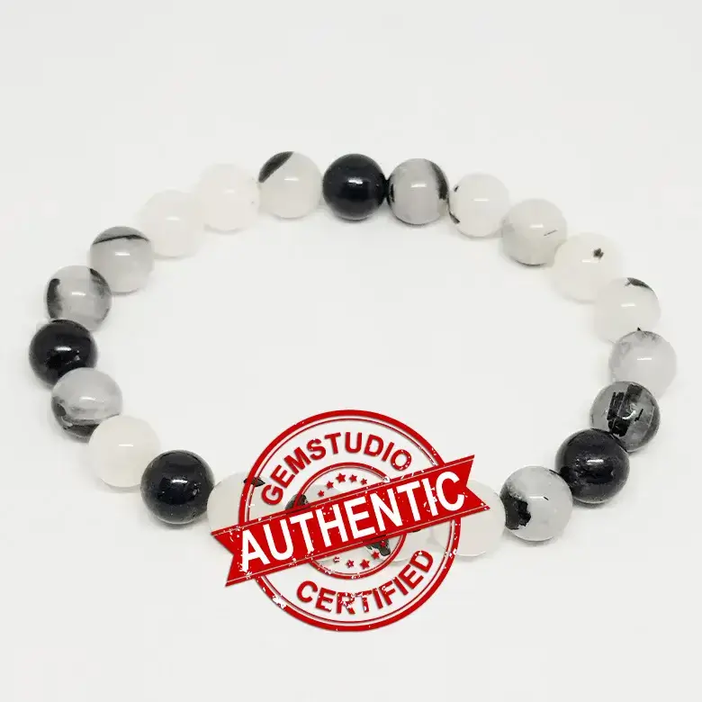 Natural Black Rutilated Quartz Clear Crystal Round Beads Bracelet 20mmF496  | eBay