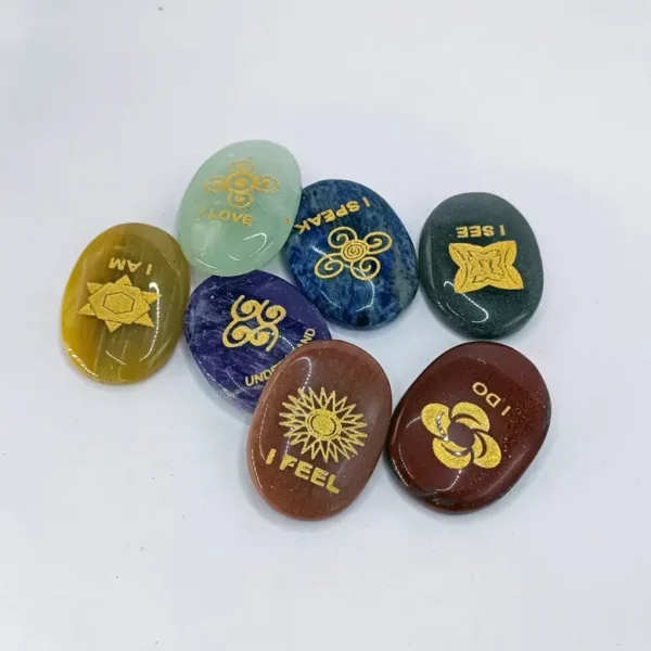 7 Chakra Stones Set with Switchwords Symbols