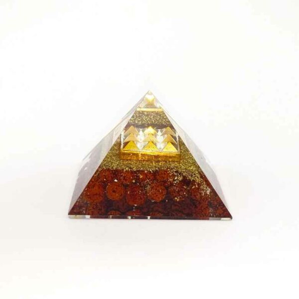 9 Plate Orgone Pyramid with Rudraksha Beads