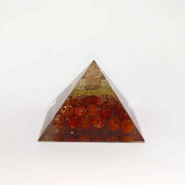 Coil Quartz Orgone Pyramid with Rudraksha Beads
