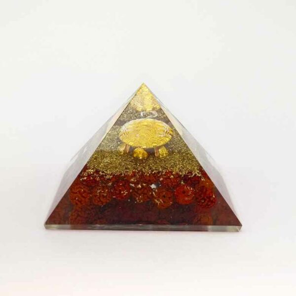 Tortoise Orgone Pyramid with Rudraksha Beads