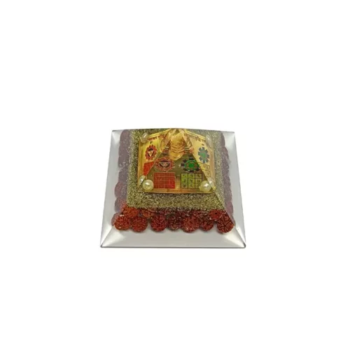 Shri Vyapar Vridhi Pyramid Yantra with 5 Mukhi Rudraksha Beads