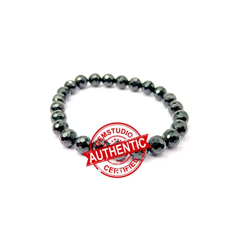 Jet Beautiful Hematite Faceted Beads Stretch Bracelet A Natural Genuine  Free Booklet Crystal Therapy  jetcsv