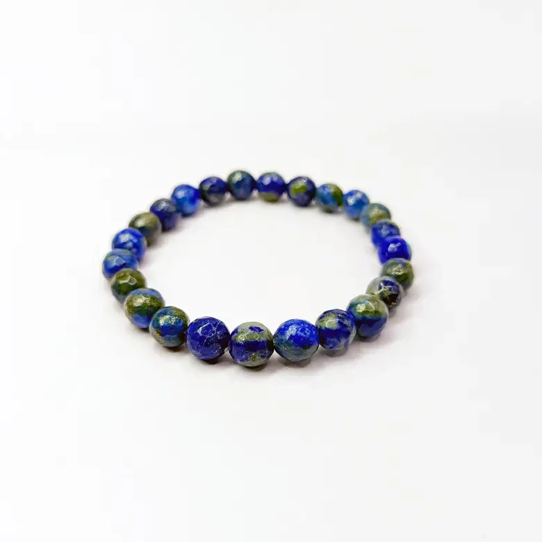 LAPIS LAZULI Crystal Bracelet - Bright Blue, Round Beads - Beaded Brac –  Throwin Stones